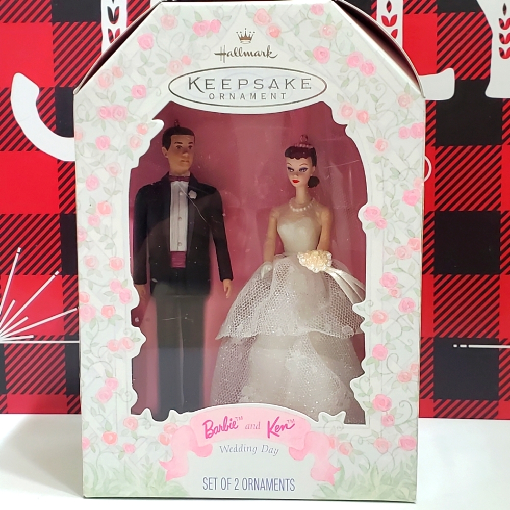 MIB Hallmark Holiday Keepsake Ornament Barbie And Ken Wedding Day 1997 C…